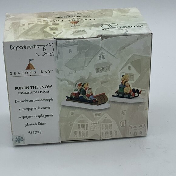 Department 56 Seasons Bay Fun in the Snow Figurines Set of 2 Sledding Children - Picture 6 of 9